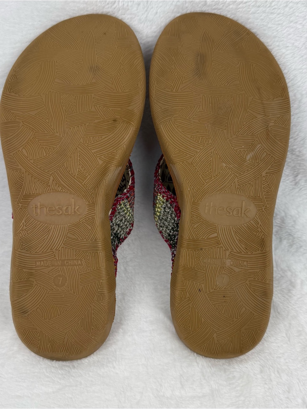 The Sak Shana Thong Sandals Womens 7 Crochet Boho Gypsy Stripe Beachwear - Picture 12 of 15